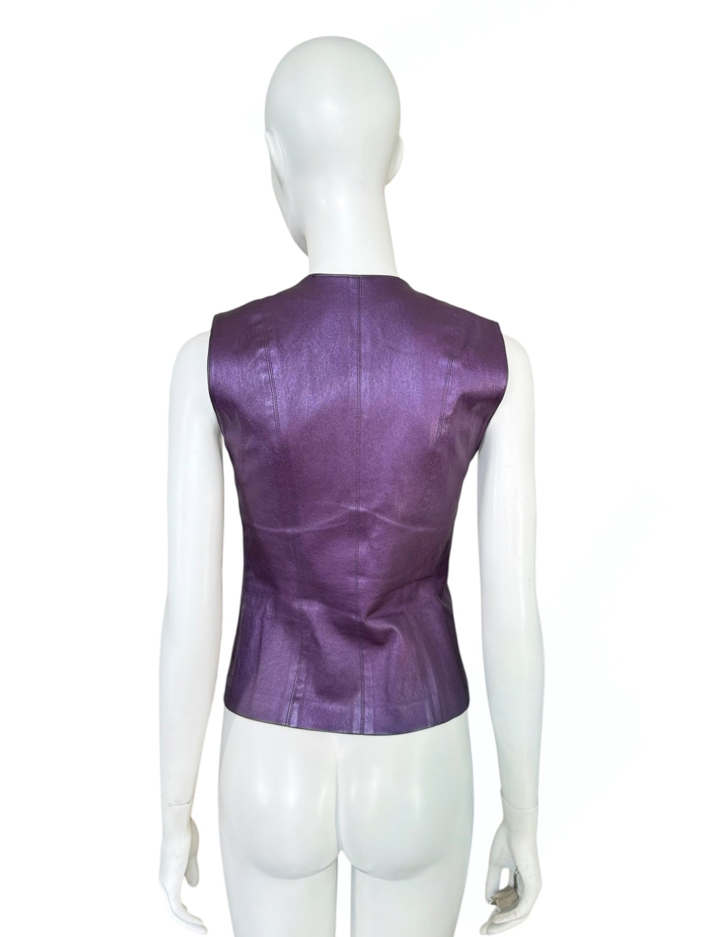 Gilet en cuir violet irisé Plein Sud – 90s