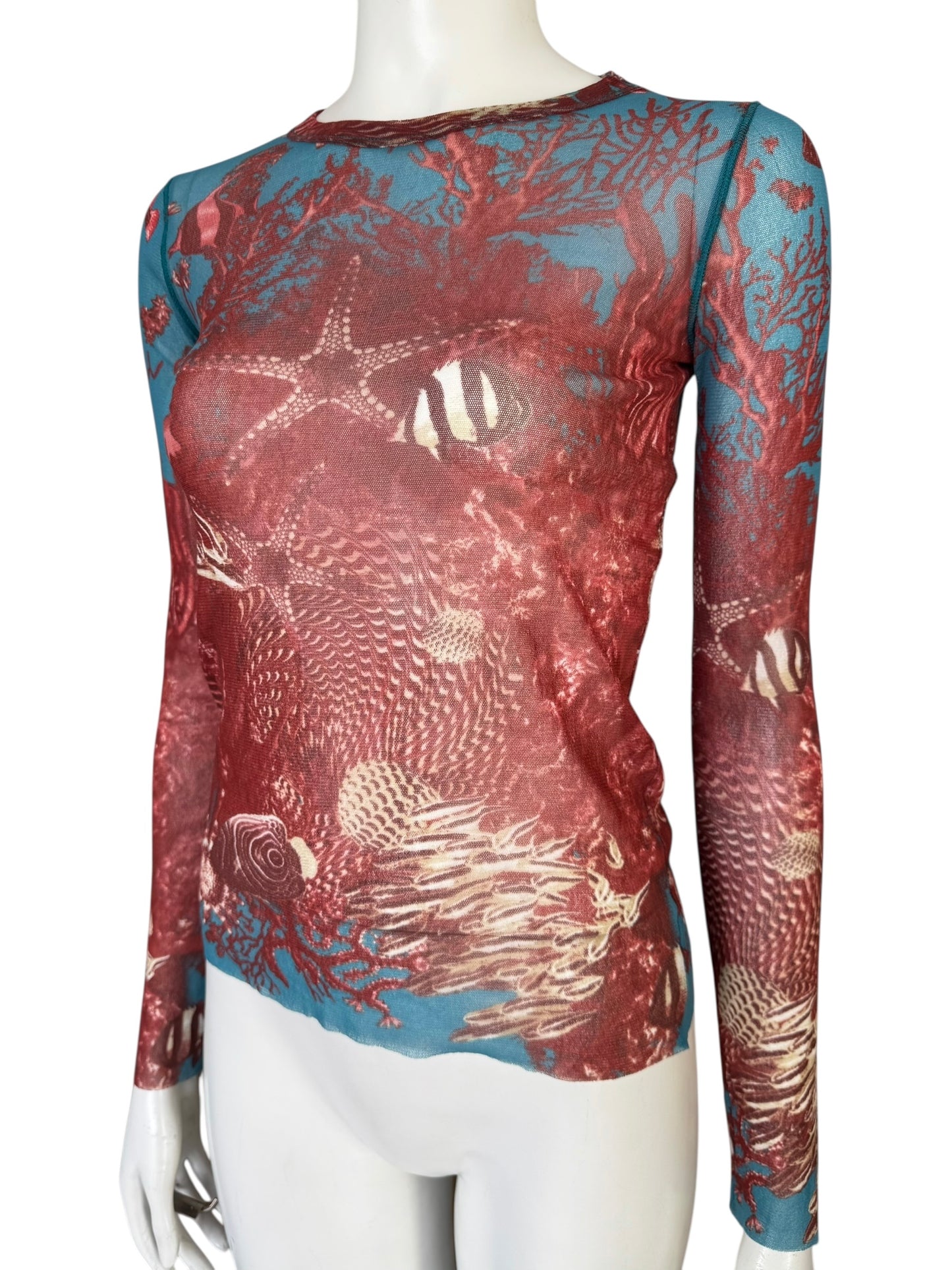 Jean-Paul Gaultier — top mesh sea life print 90s