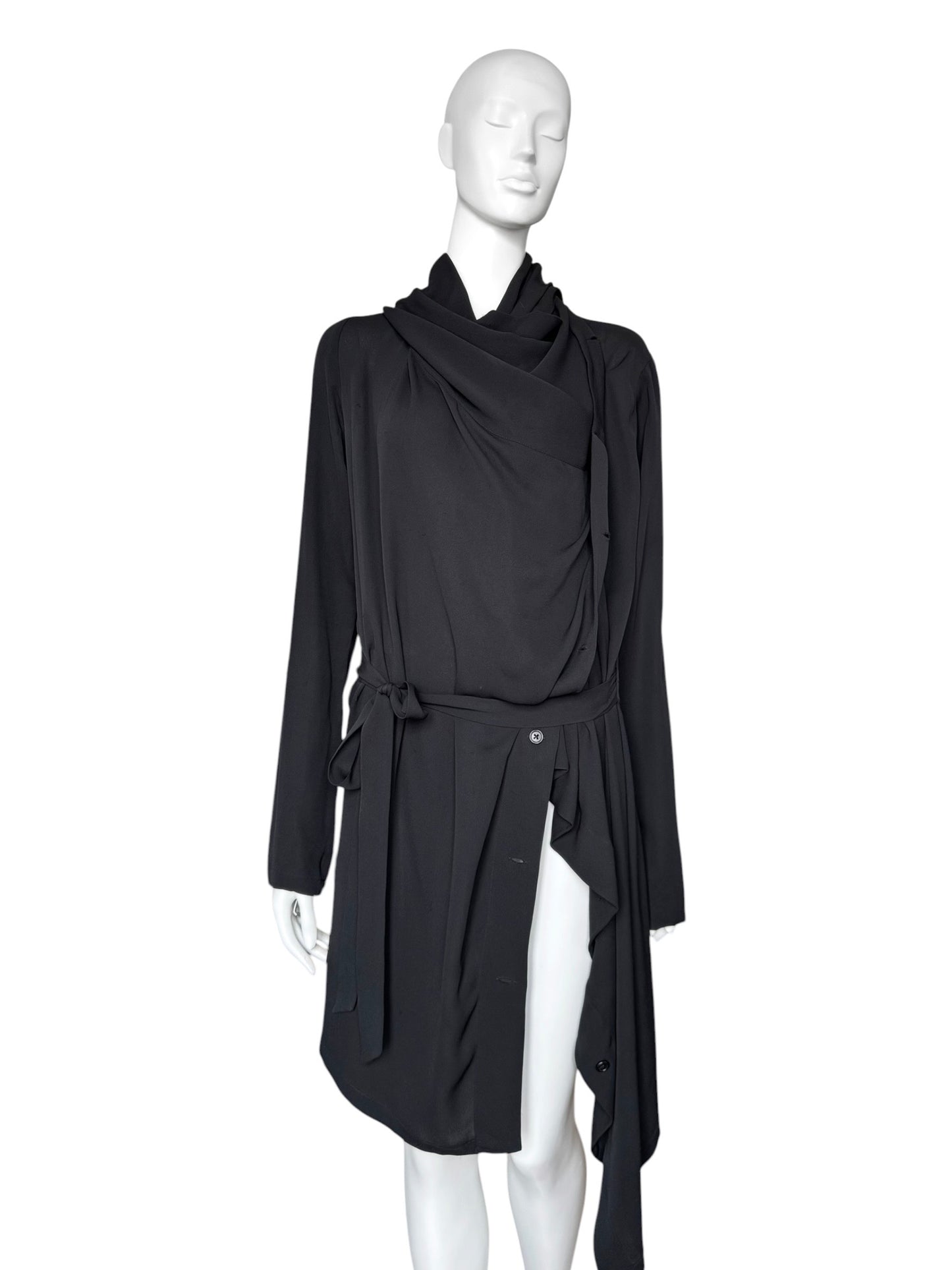 Ann Demeulemeester FW2008 – Veste drapée modulable en soie