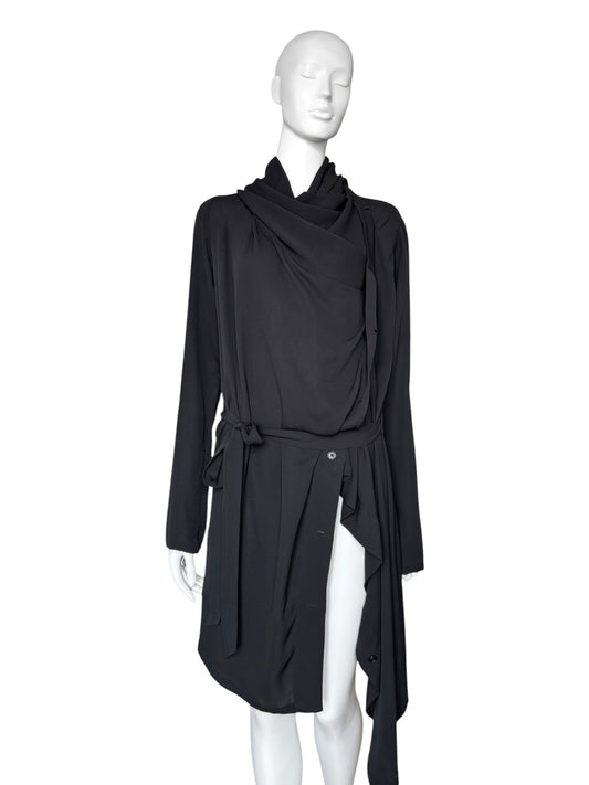 Ann Demeulemeester FW2008 – Veste drapée modulable en soie