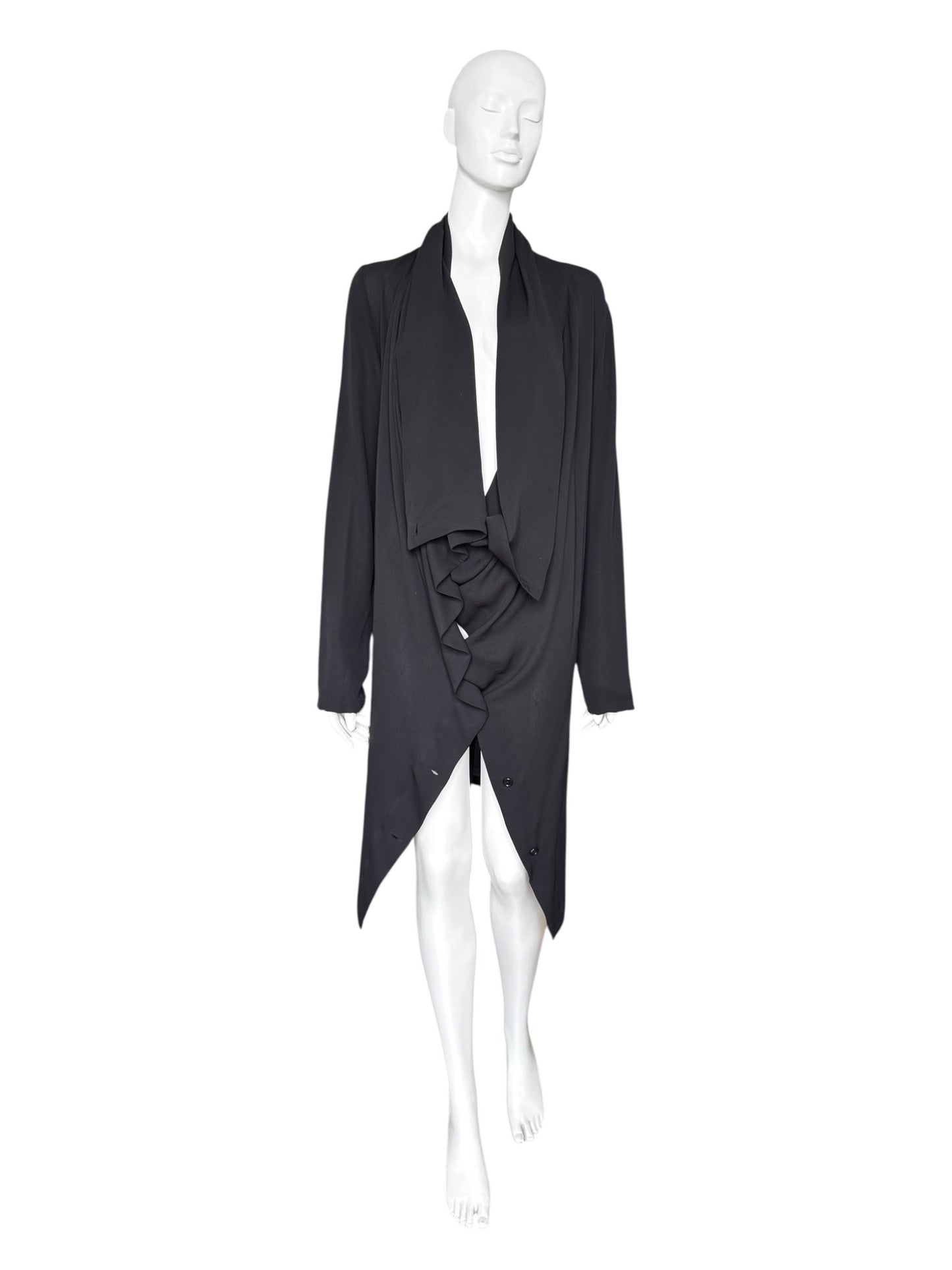 Ann Demeulemeester FW2008 – Veste drapée modulable en soie