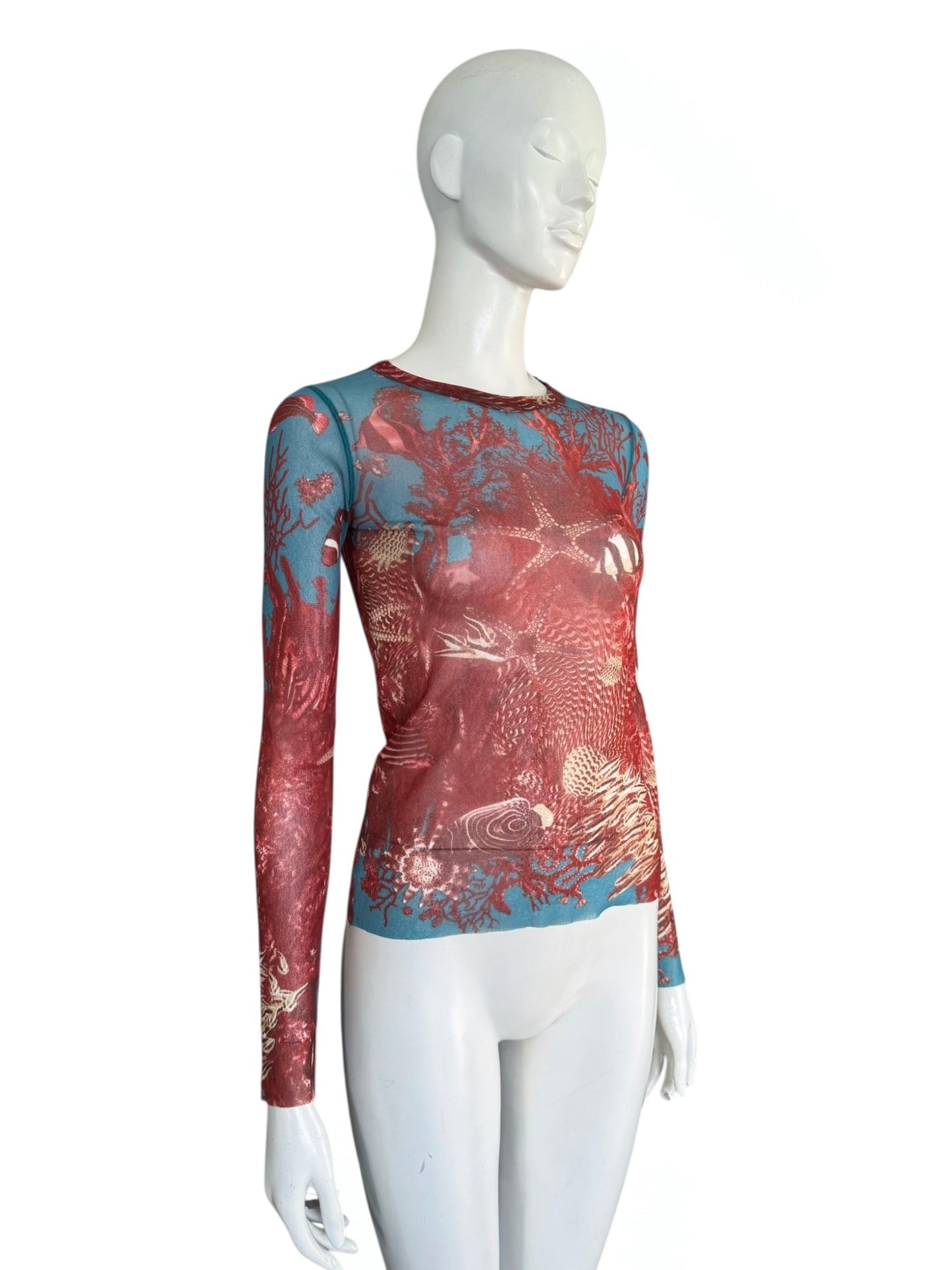 Jean-Paul Gaultier — top mesh sea life print 90s