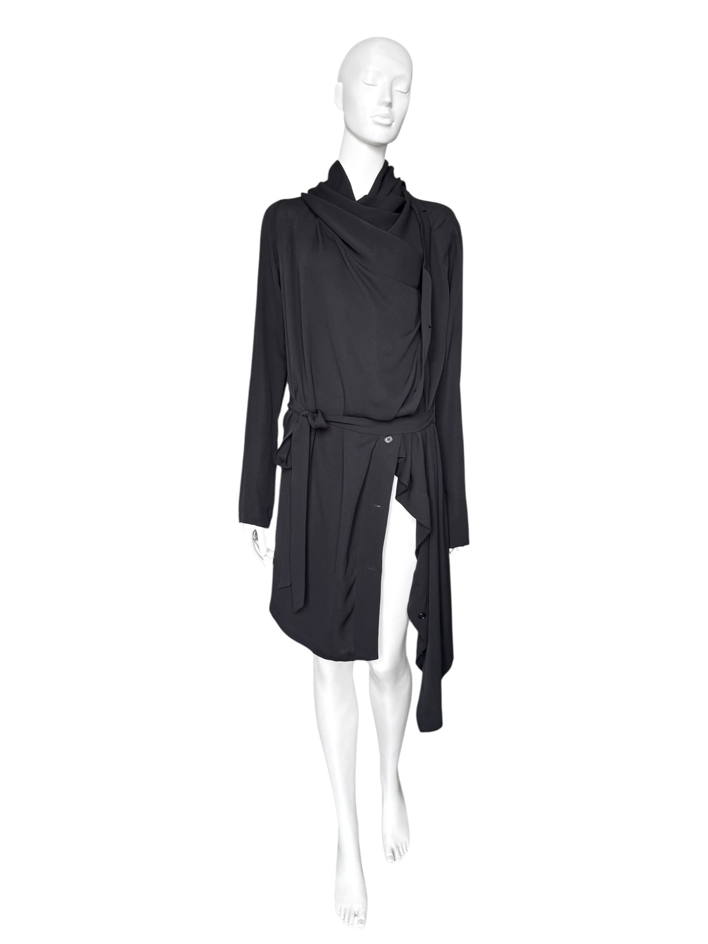 Ann Demeulemeester FW2008 – Veste drapée modulable en soie