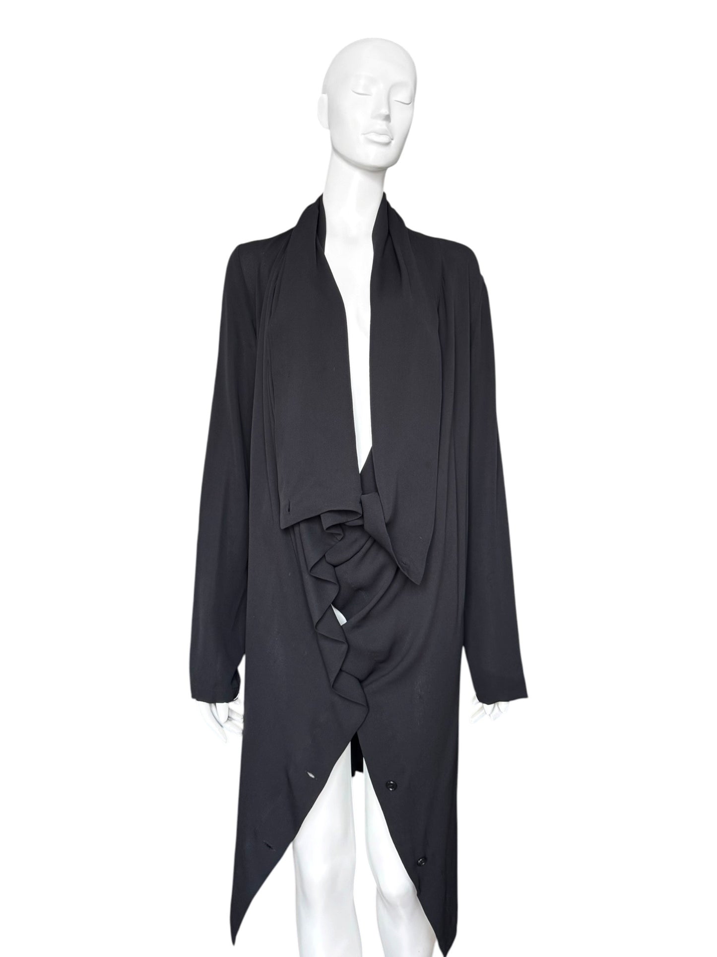 Ann Demeulemeester FW2008 – Veste drapée modulable en soie