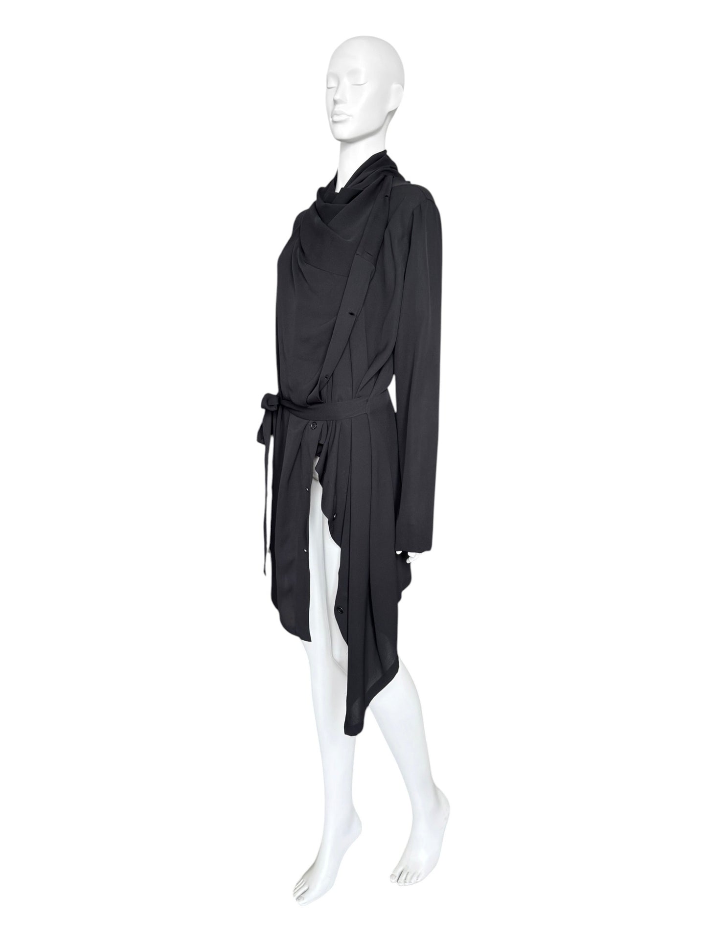Ann Demeulemeester FW2008 – Veste drapée modulable en soie