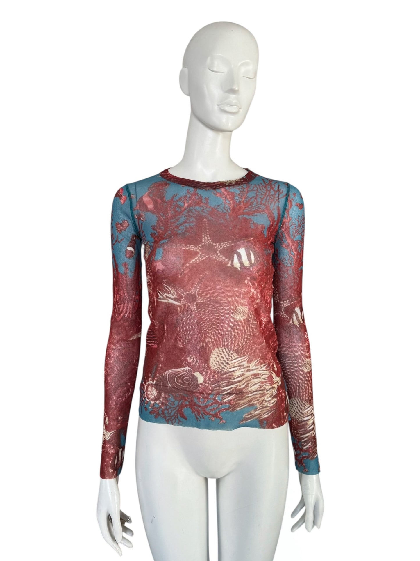 Jean-Paul Gaultier — top mesh sea life print 90s