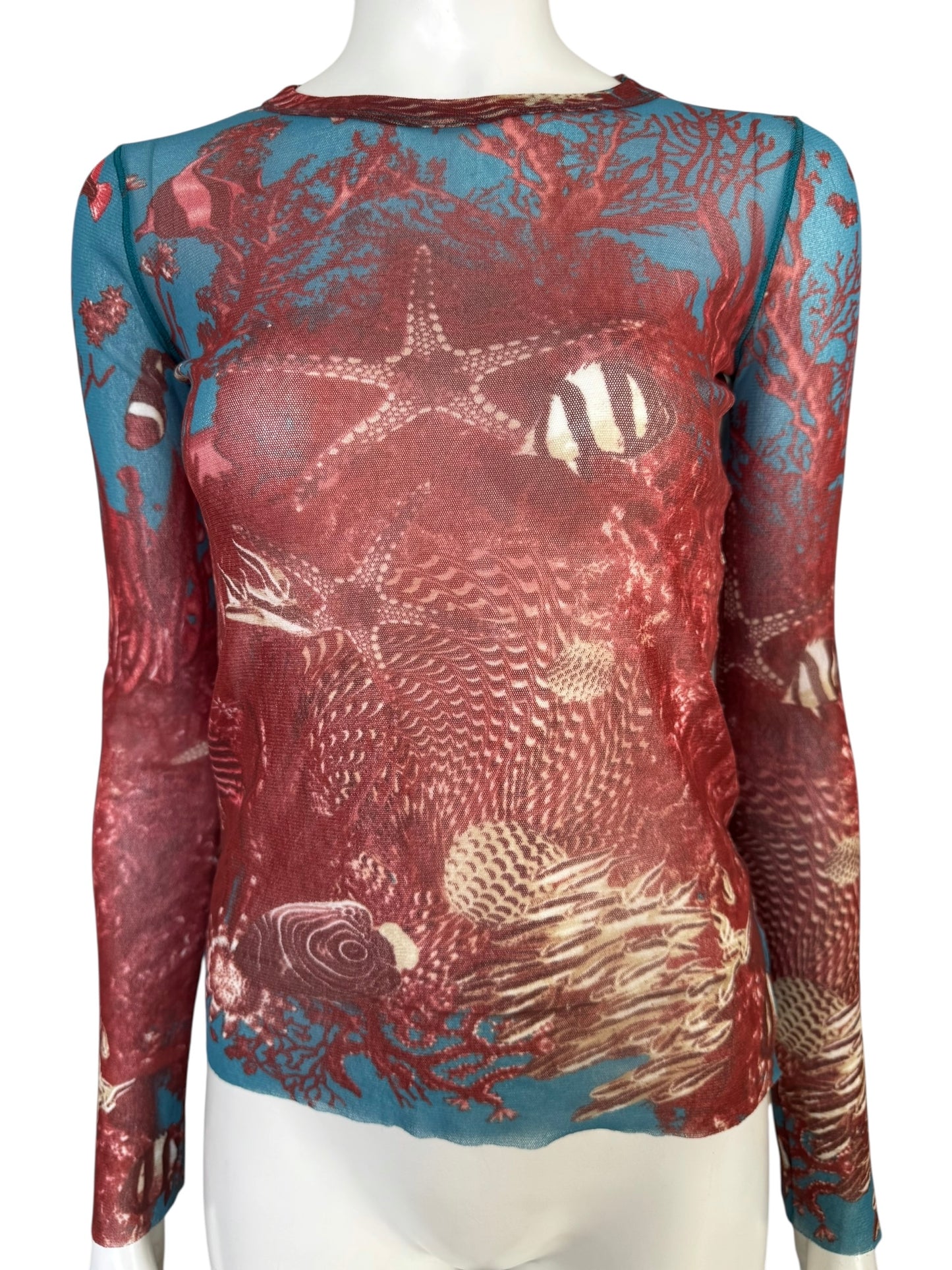 Jean-Paul Gaultier — top mesh sea life print 90s