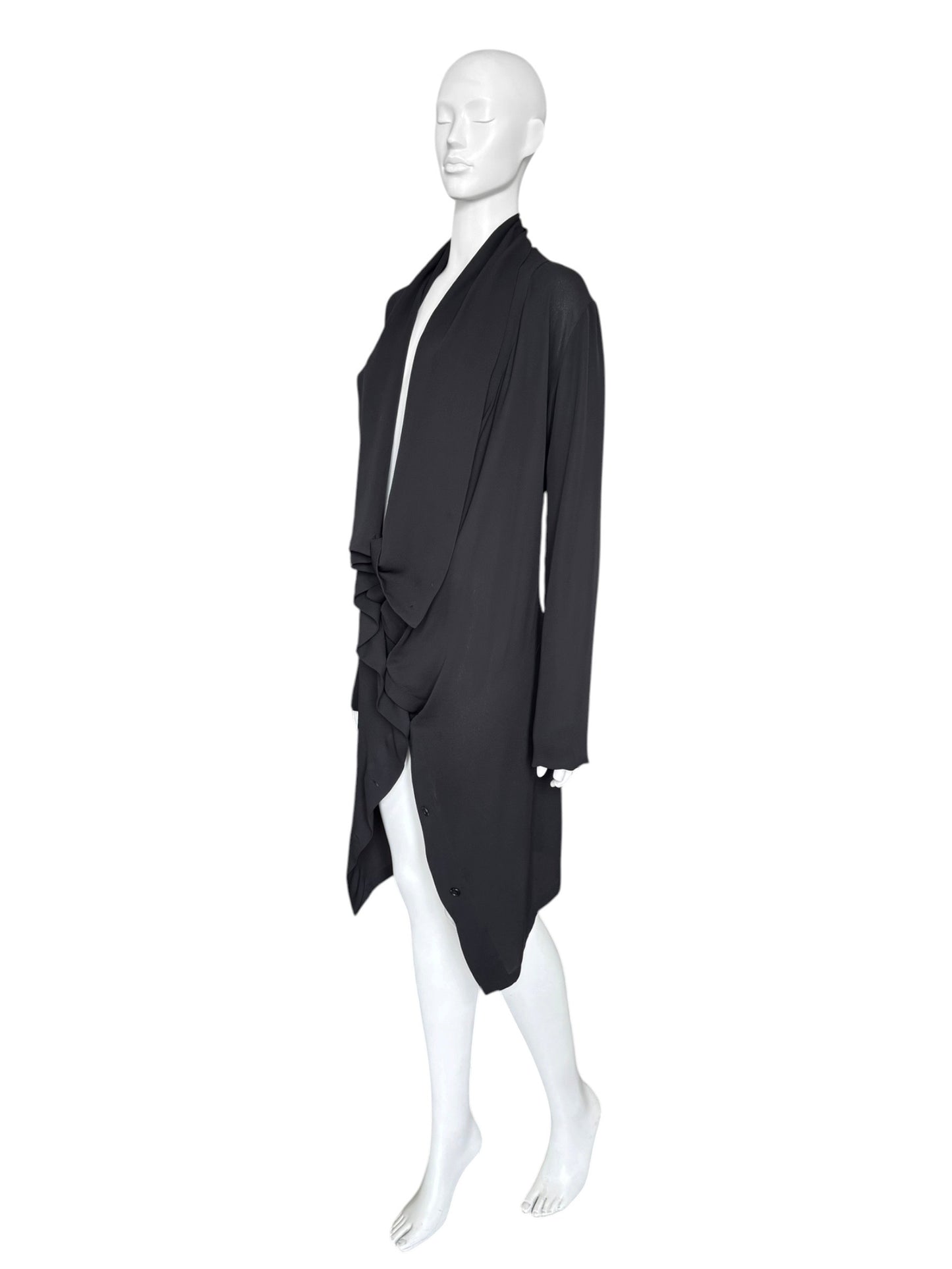 Ann Demeulemeester FW2008 – Veste drapée modulable en soie