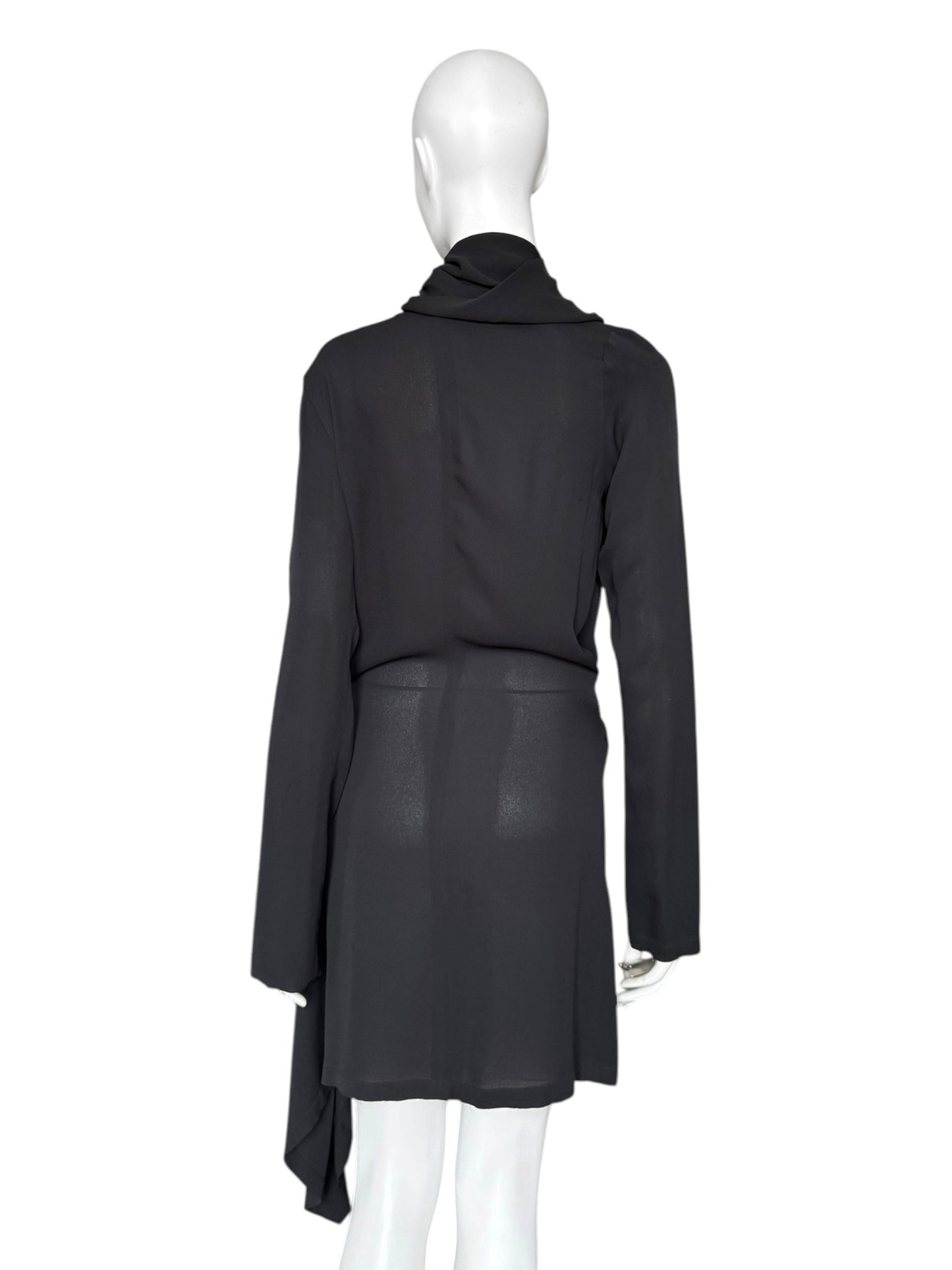 Ann Demeulemeester FW2008 – Veste drapée modulable en soie