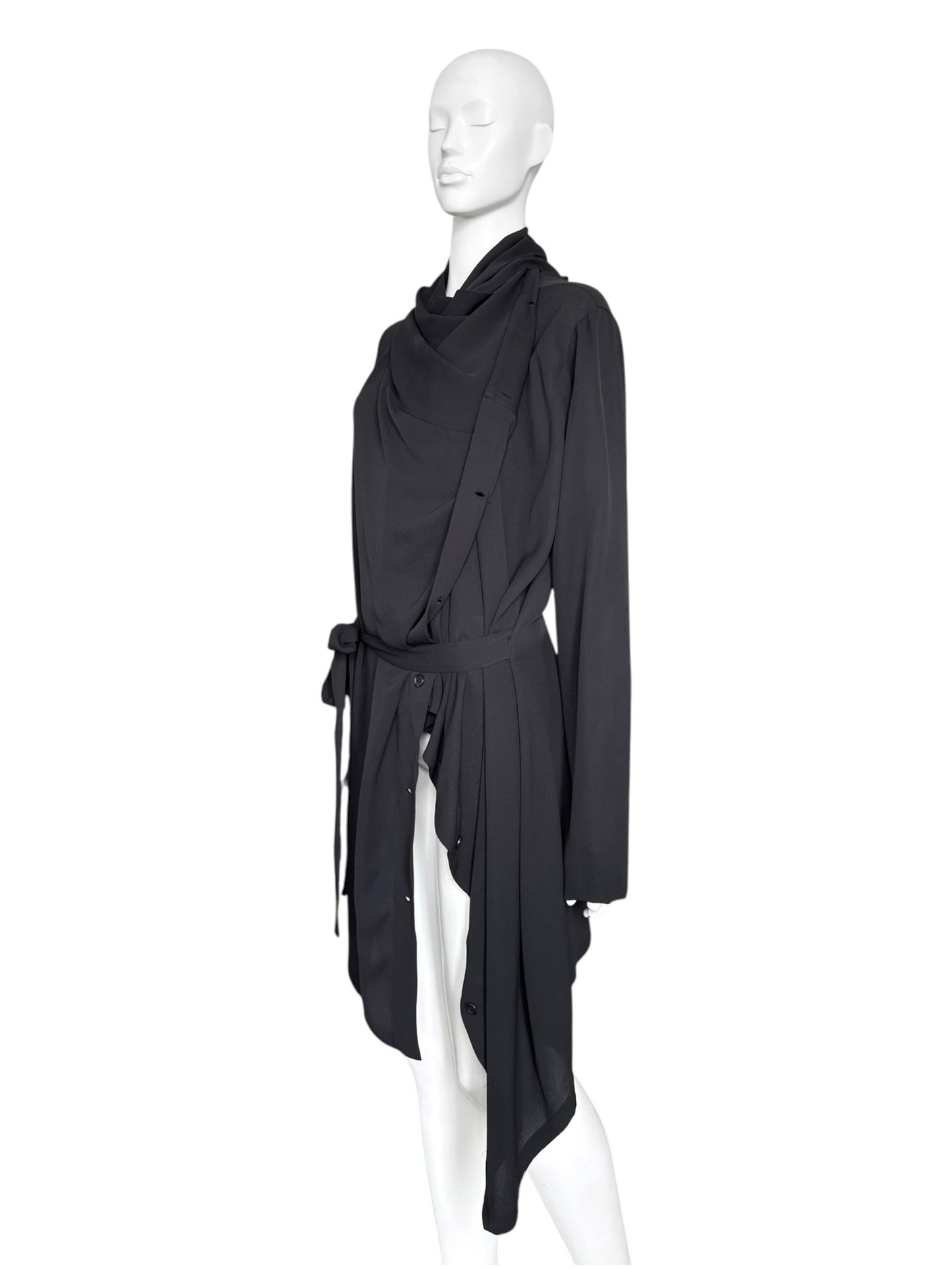 Ann Demeulemeester FW2008 – Veste drapée modulable en soie