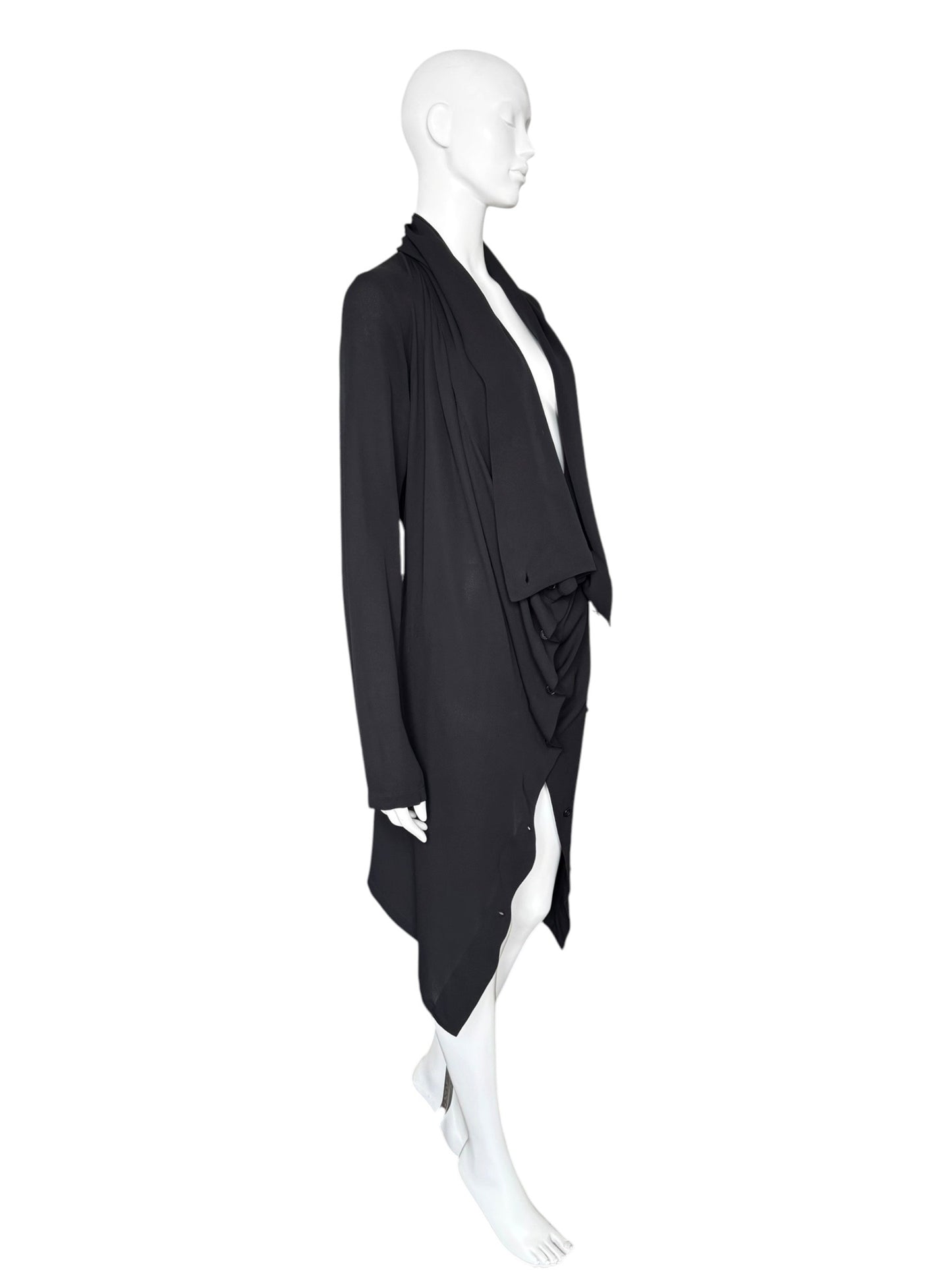 Ann Demeulemeester FW2008 – Veste drapée modulable en soie