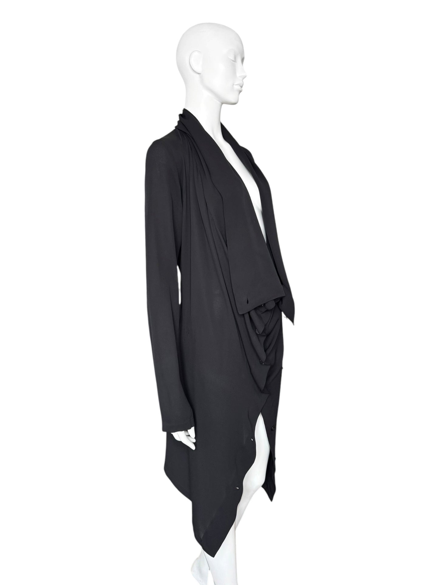 Ann Demeulemeester FW2008 – Veste drapée modulable en soie