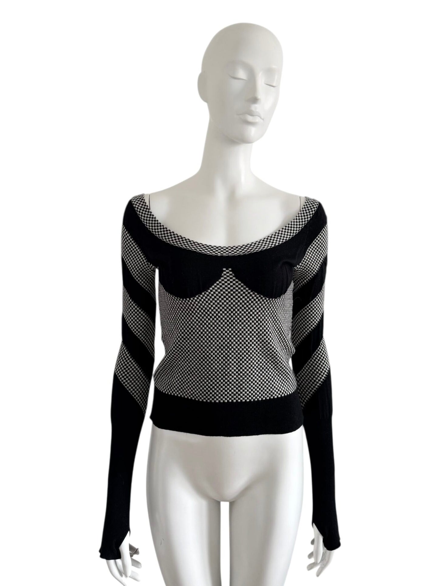 Alexander McQueen F/W 2003 – Top graphique en maille stretch