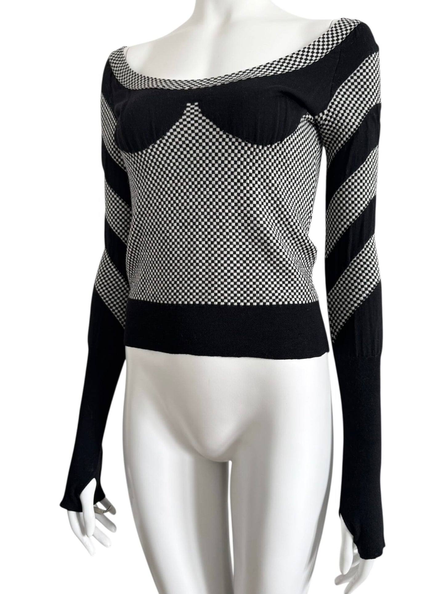 Alexander McQueen F/W 2003 – Top graphique en maille stretch